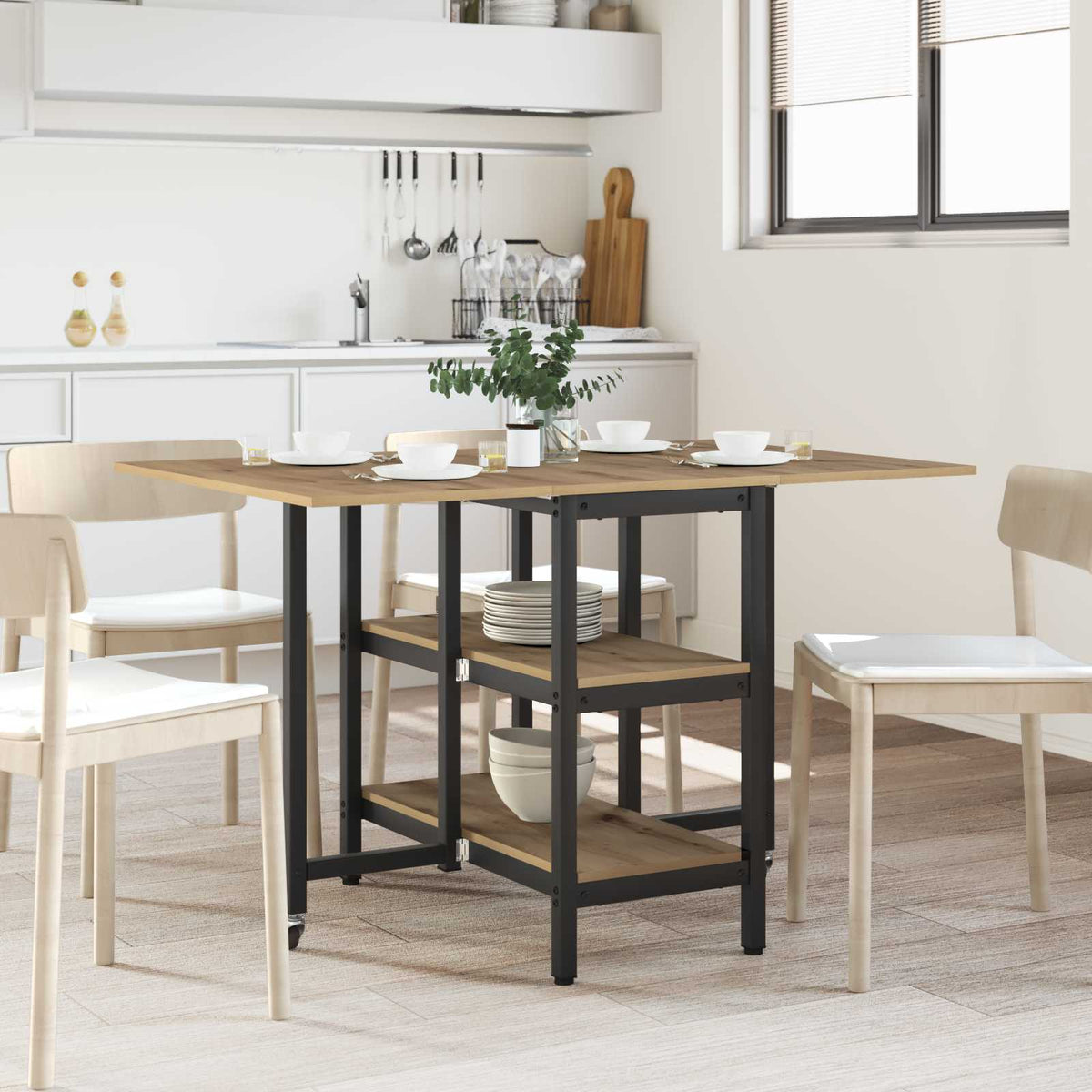 Vidaxl eettafel 122 x 80 x 76,5 cm bewerkt hout artisanaal eiken