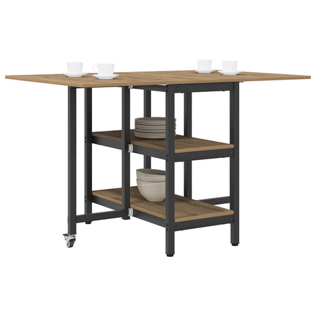Vidaxl eettafel 122 x 80 x 76,5 cm bewerkt hout artisanaal eiken