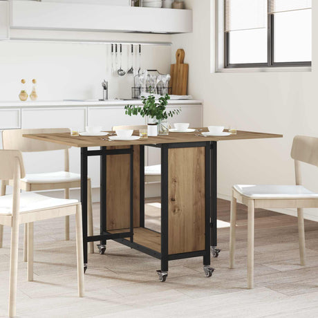 Vidaxl opvouwbare eettafel met wielen 130 x 80 x 76,5 cm staal pb