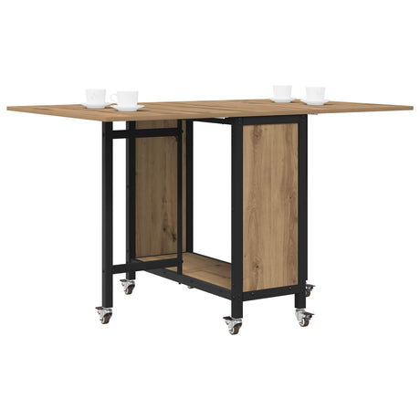 Vidaxl opvouwbare eettafel met wielen 130 x 80 x 76,5 cm staal pb