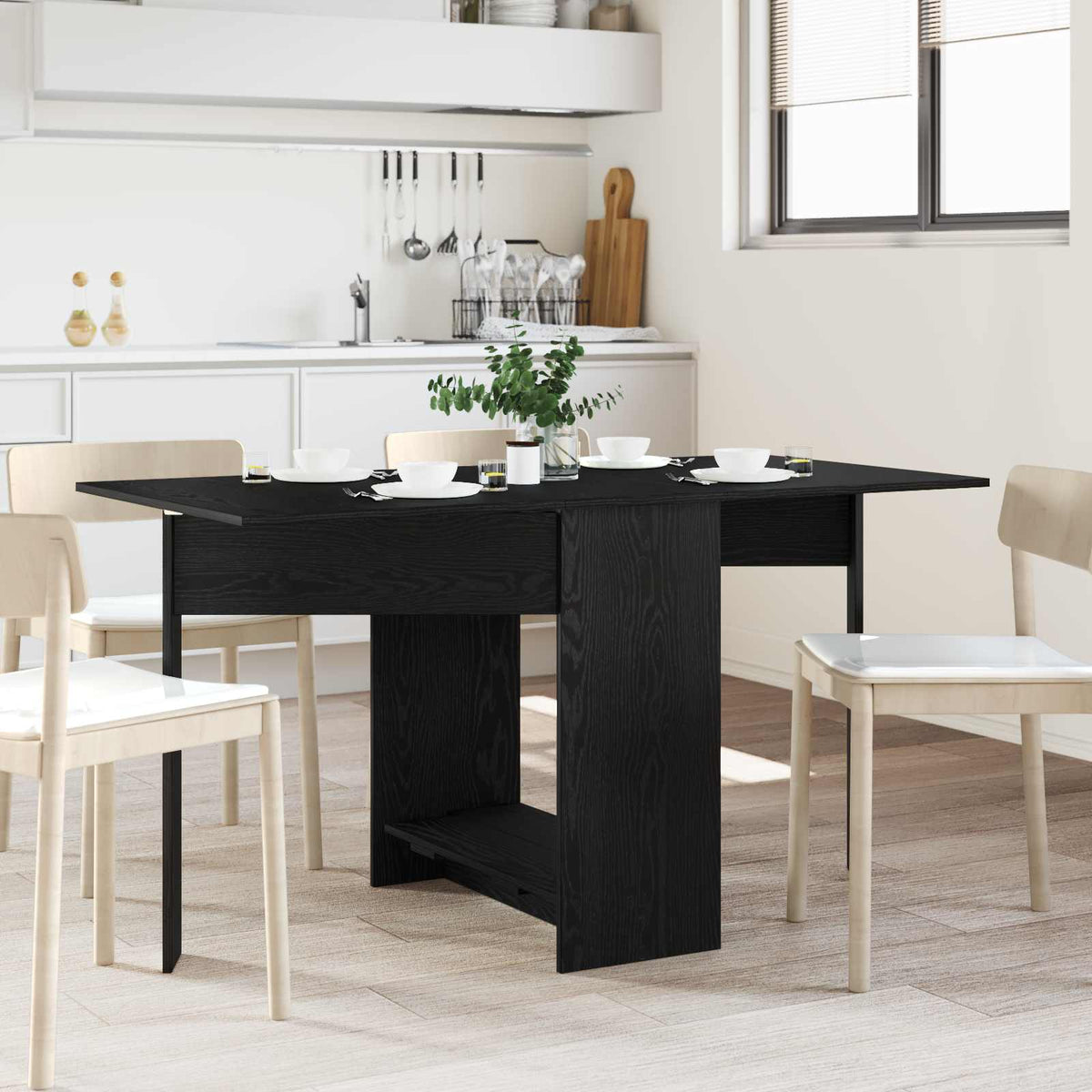Vidaxl eettafel 138 x 70 x 73,5 cm bewerkt hout zwart eiken