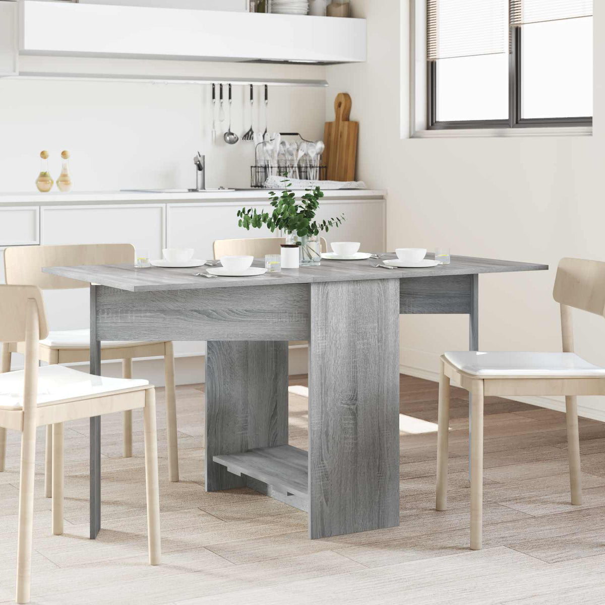 Vidaxl eettafel 138 x 70 x 73,5 cm bewerkt hout grijs sonoma
