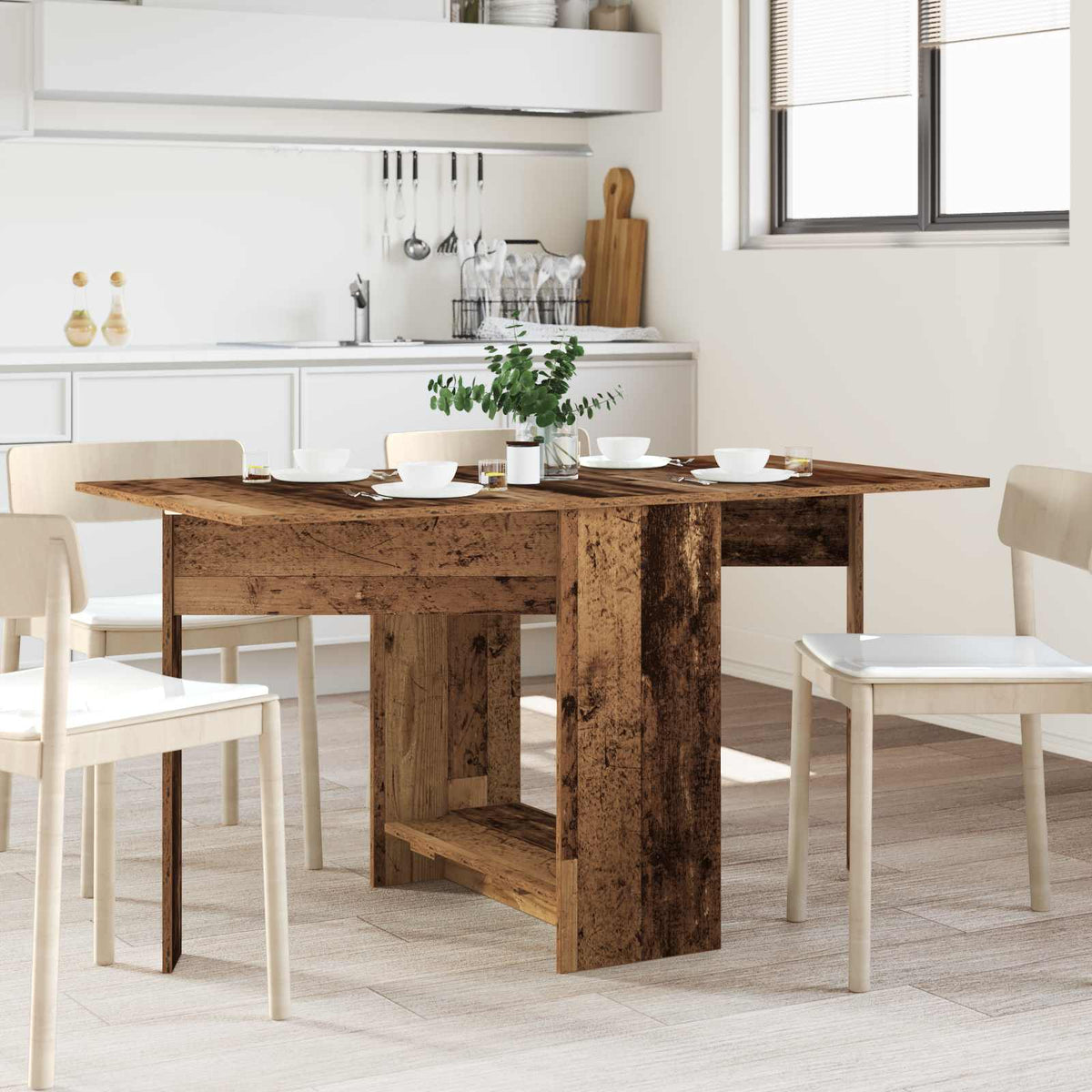 Vidaxl eettafel 138 x 70 x 73,5 cm bewerkt hout oud hout rechthoekig