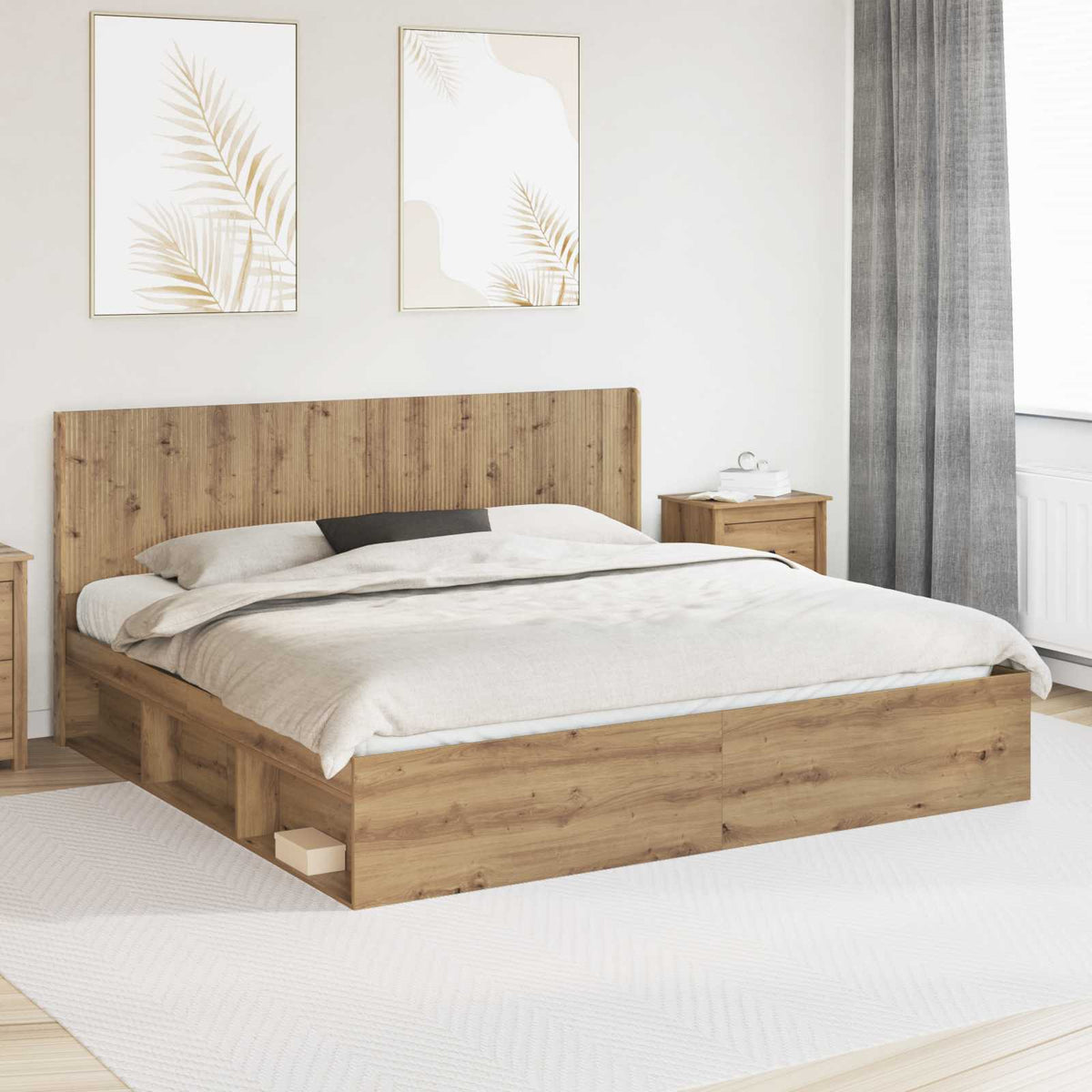 Vidaxl hoofdbord artisanaal eiken bewerkt hout