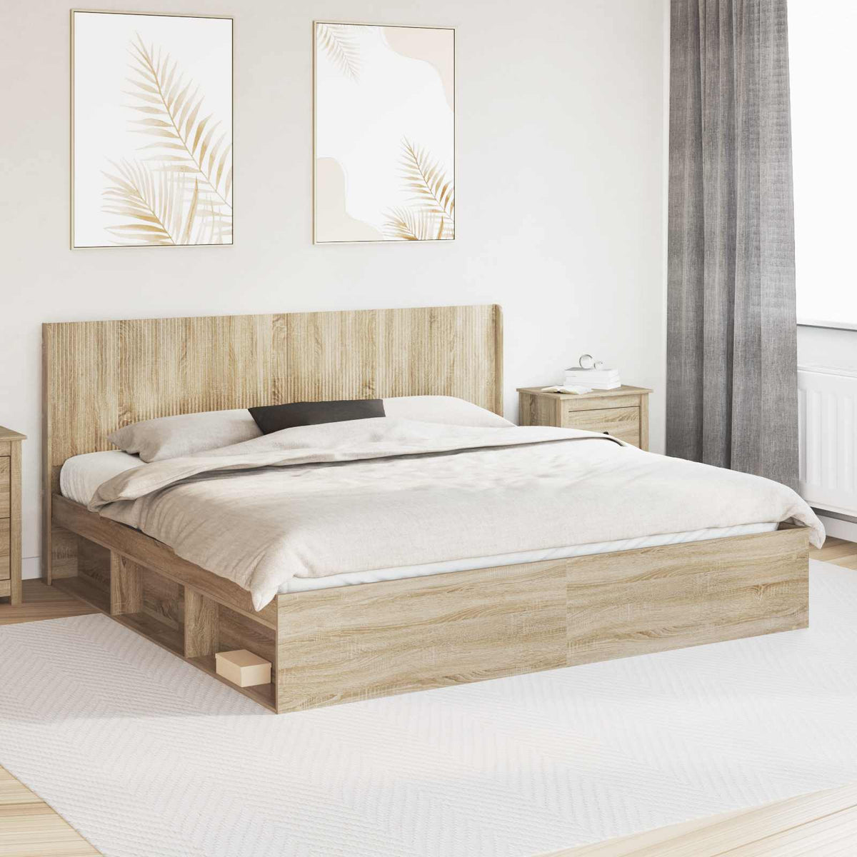 Vidaxl hoofdbord sonoma eiken bewerkt hout