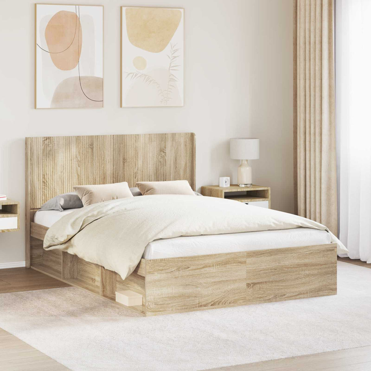 Vidaxl hoofdbord sonoma eiken bewerkt hout