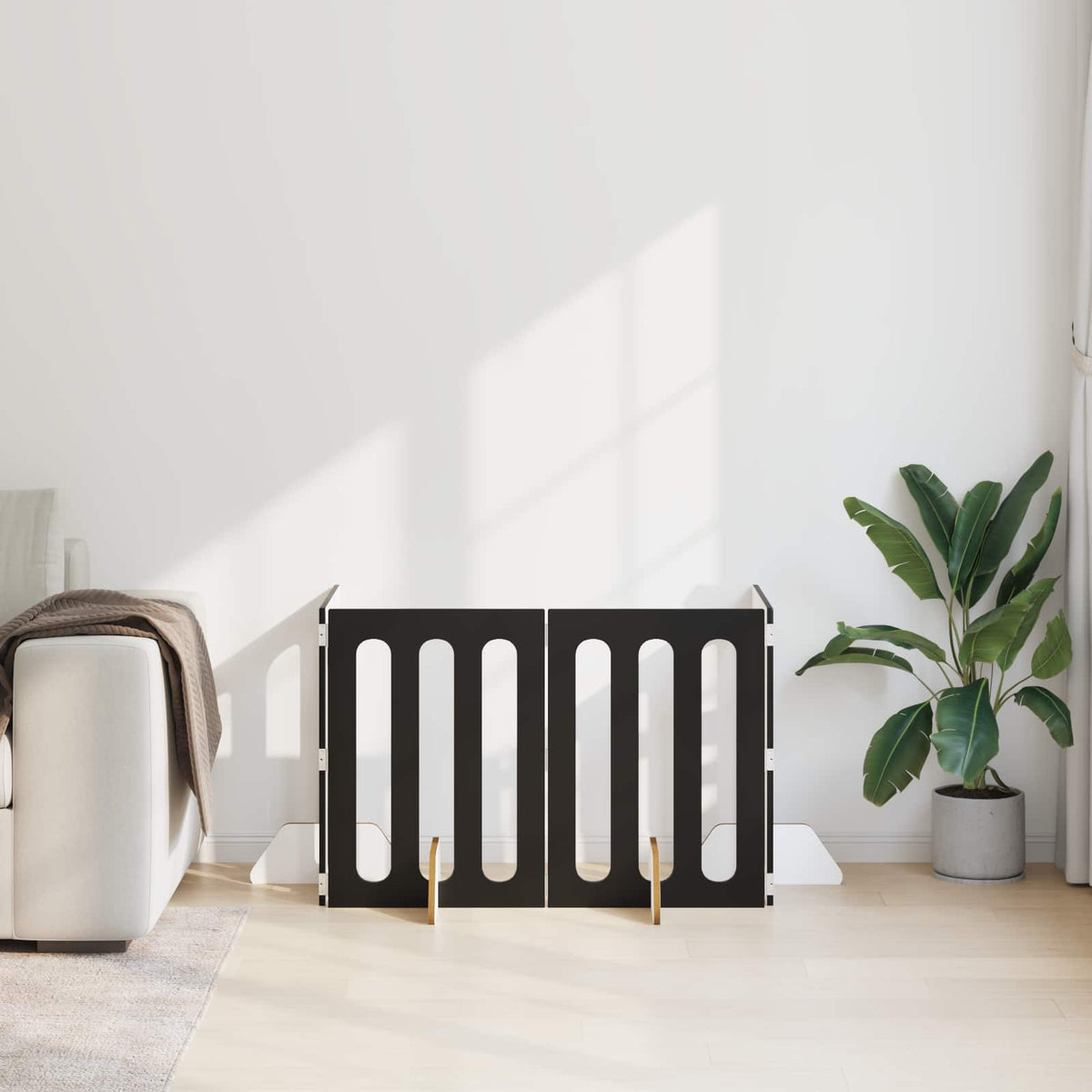 Vidaxl opvouwbaar huisdierhek 4 st zwart eiken 201 x 38 x 70 cm