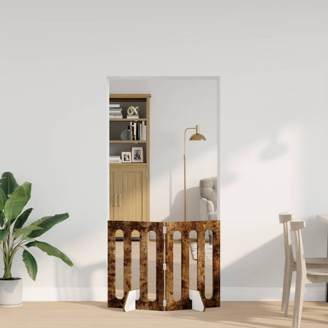 Vidaxl opvouwbaar huisdierhek 2 st gerookt eiken 100,5 x 38 x 70 cm