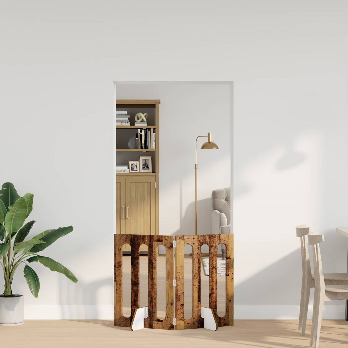 Vidaxl opvouwbaar huisdierhek 2 st eikenhout 100,5 x 38 x 70 cm
