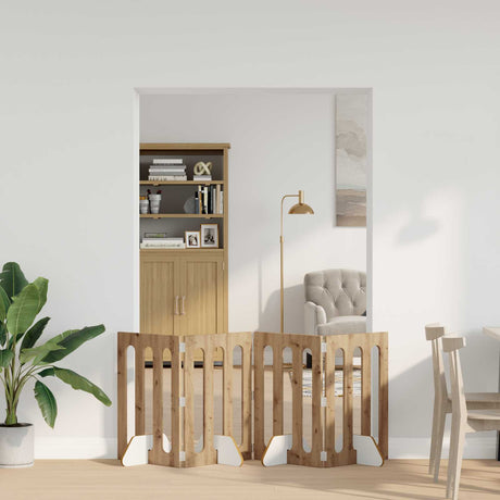 Vidaxl opvouwbaar huisdierhek 4 st artisanaal eiken 201 x 38 x 70 cm