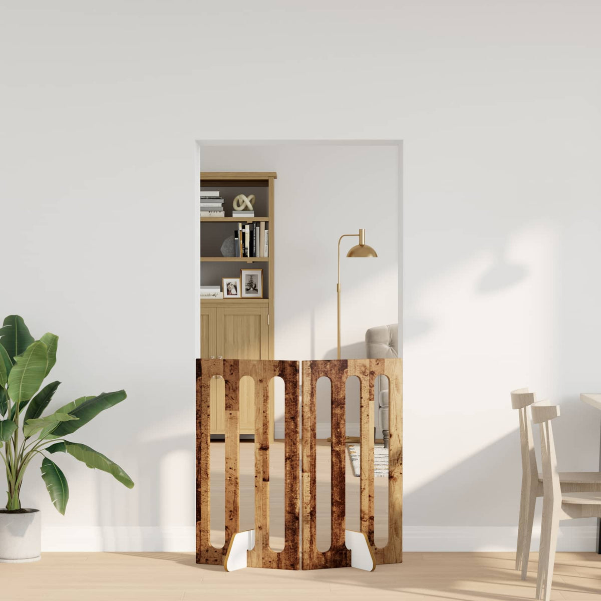 Vidaxl opvouwbaar huisdierhek 2 st eikenhout 100,5 x 38 x 90 cm