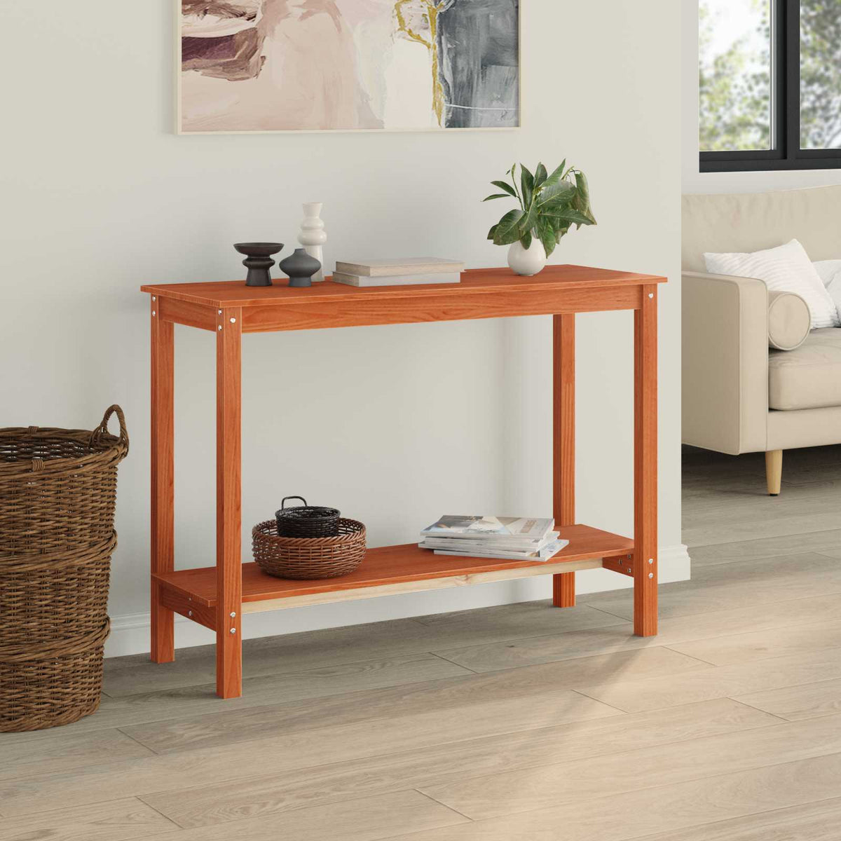 Vidaxl wandtafel wasbruin 110 x 40 x 80 cm massief grenenhout