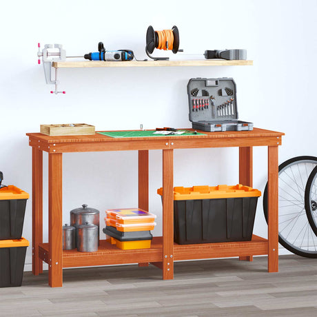 Vidaxl werkbank waskleur bruin 140 x 50 x 80 cm massief grenenhout