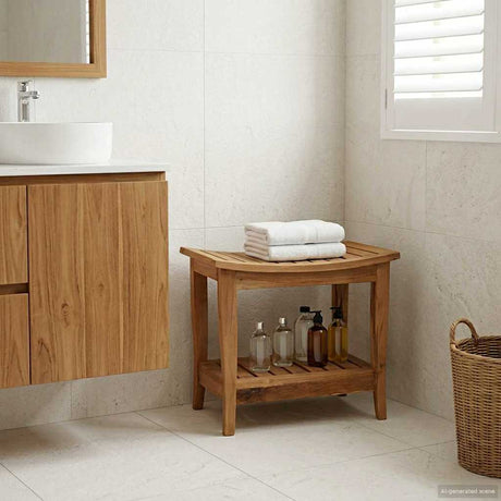 Vidaxl badkamer bijzettafel naturel 50 x 35 x 45 cm massief teakhout