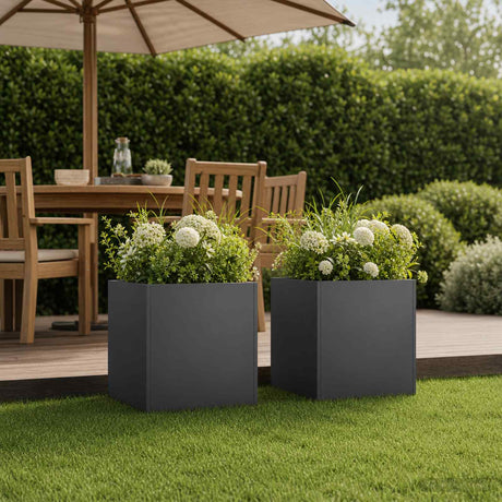 Vidaxl plantenbak 2 st zwart 20 x 20 x 20 cm koudgewalst staal