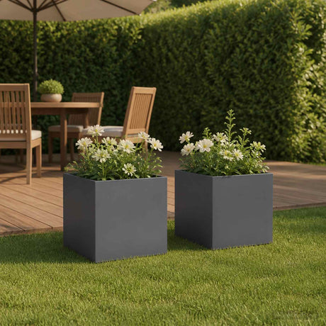 Vidaxl plantenbak 2 st antraciet 20 x 20 x 20 cm koudgewalst staal