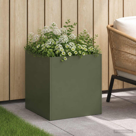 Vidaxl plantenbak olijfgroen 20 x 20 x 20 cm koudgewalst staal