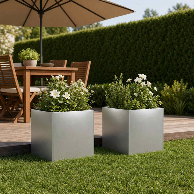 Vidaxl plantenbak 2 st zilver 20 x 20 x 20 cm gegalvaniseerd staal