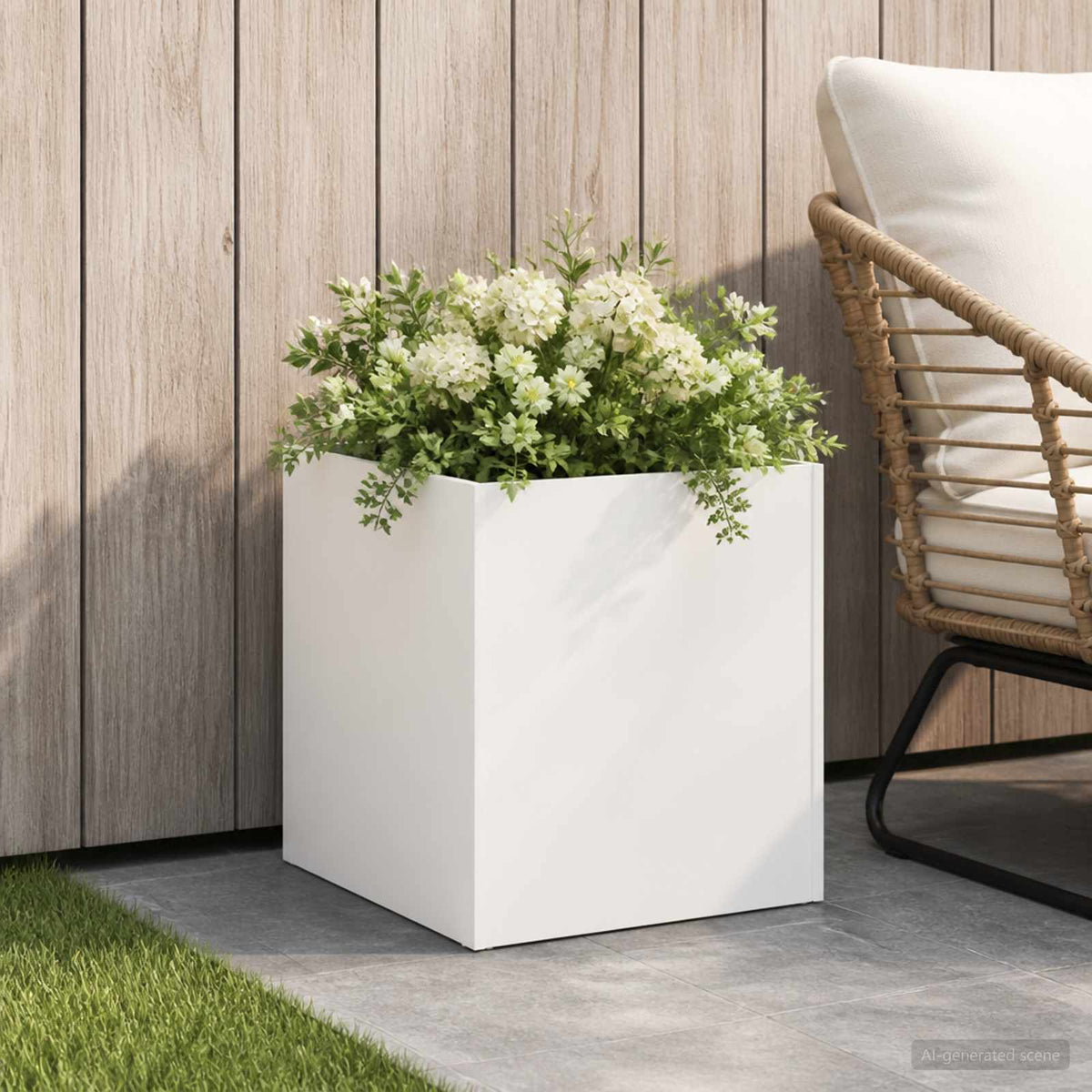 Vidaxl plantenbak wit 35 x 35 x 35 cm koudgewalst staal