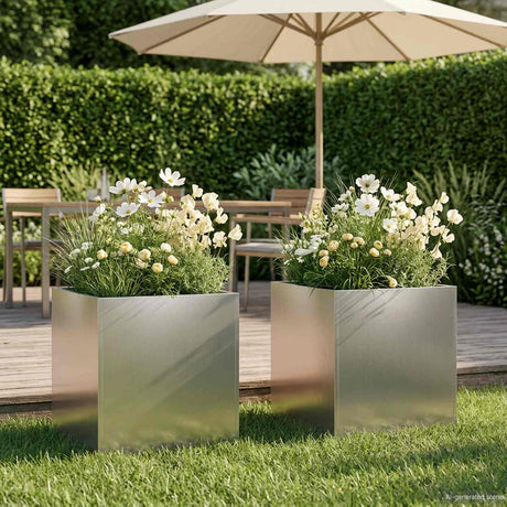 Vidaxl plantenbak 2 st zilver 35 x 35 x 35 cm roestvrij staal