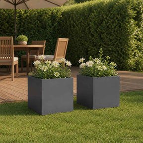 Vidaxl plantenbak 2 st antraciet 45 x 45 x 45 cm koudgewalst staal