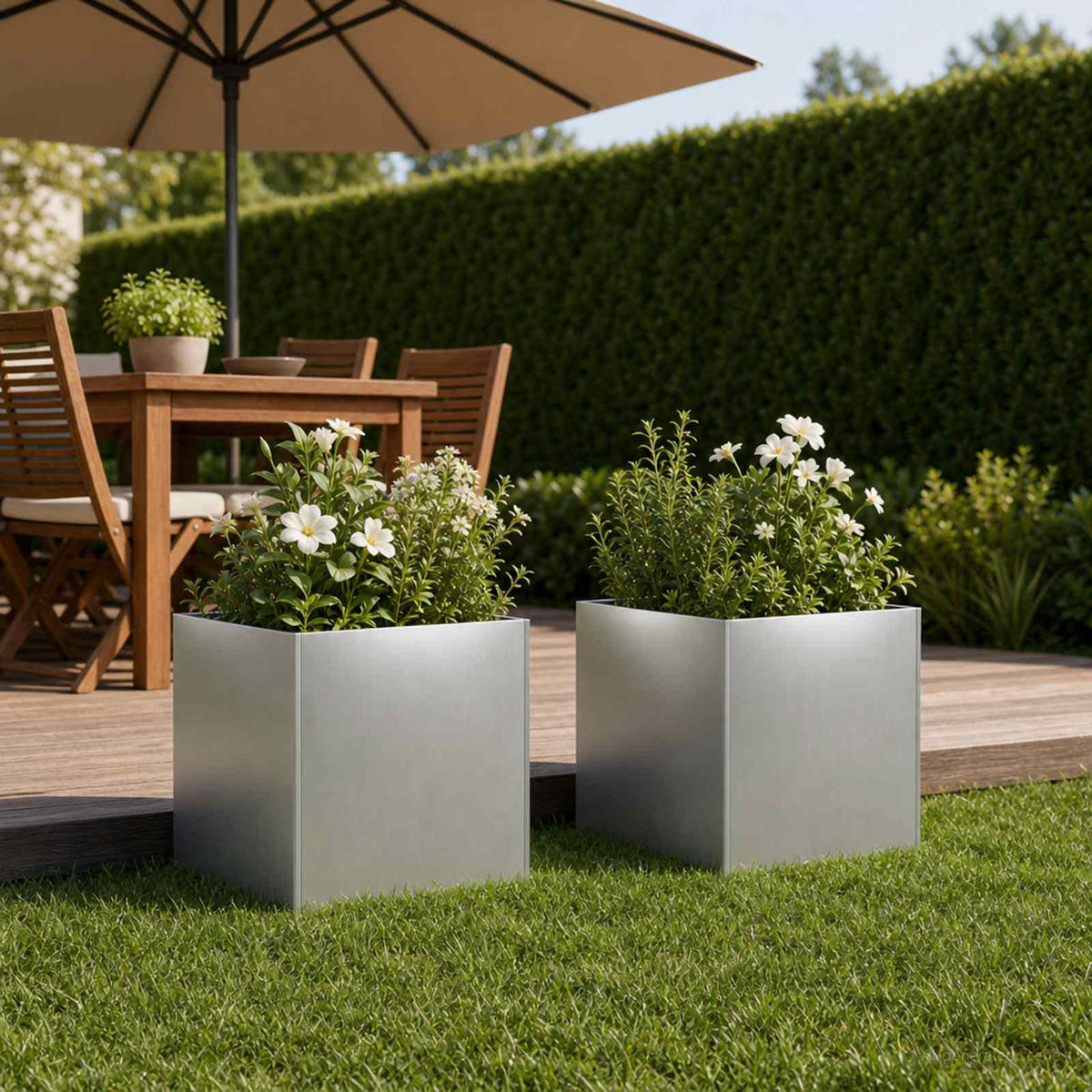 Vidaxl plantenbak 2 st zilver 45 x 45 x 45 cm gegalvaniseerd staal