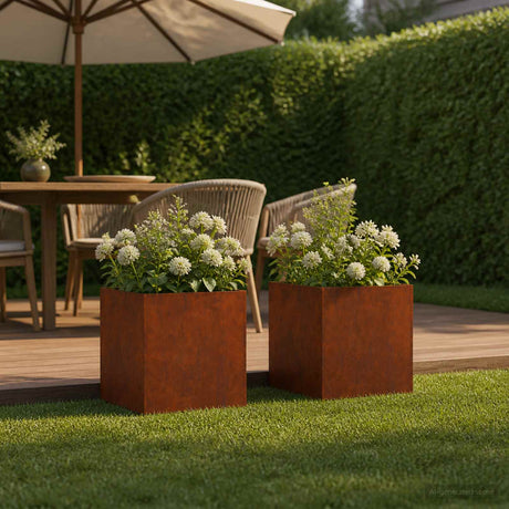 Vidaxl plantenbak 2 st roestkleurig 45 x 45 x 45 cm weervast staal