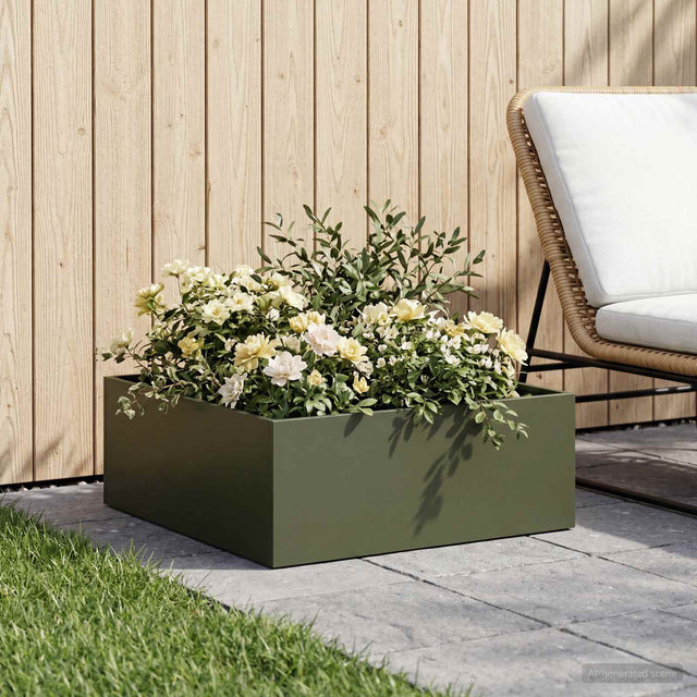 Vidaxl plantenbak olijfgroen 40 x 40 x 20 cm koudgewalst staal