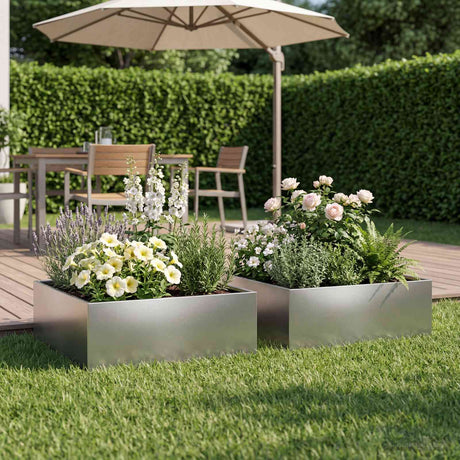Vidaxl plantenbak 2 st zilver 40 x 40 x 20 cm roestvrij staal