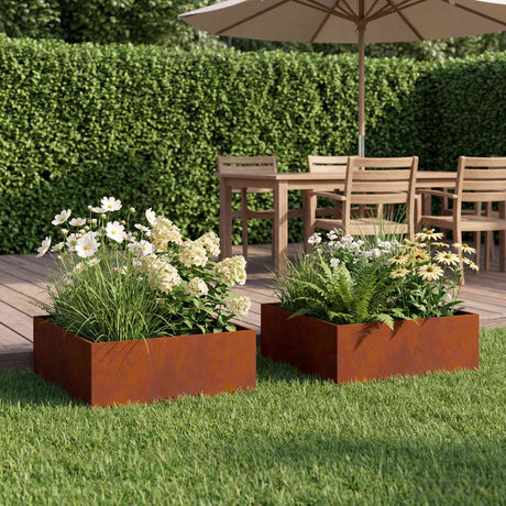 Vidaxl plantenbak 2 st roestkleurig 40 x 40 x 20 cm weervast staal
