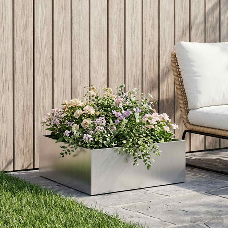 Vidaxl plantenbak zilver 60 x 60 x 20 cm roestvrij staal