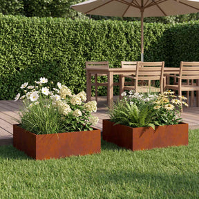Vidaxl plantenbak 2 st roestkleurig 60 x 60 x 20 cm weervast staal