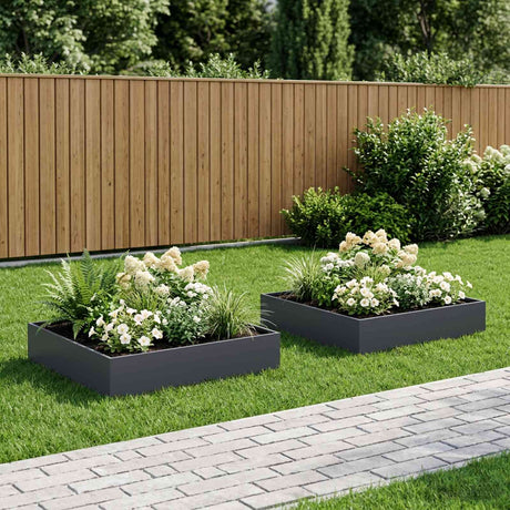 Vidaxl plantenbak 2 st antraciet 80 x 80 x 20 cm koudgewalst staal