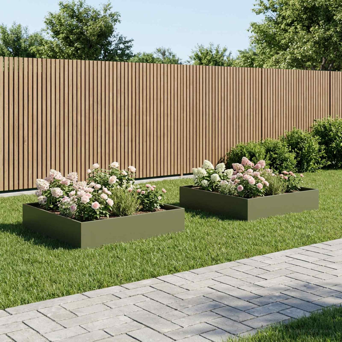 Vidaxl plantenbak 2 st olijfgroen 80 x 80 x 20 cm koudgewalst staal