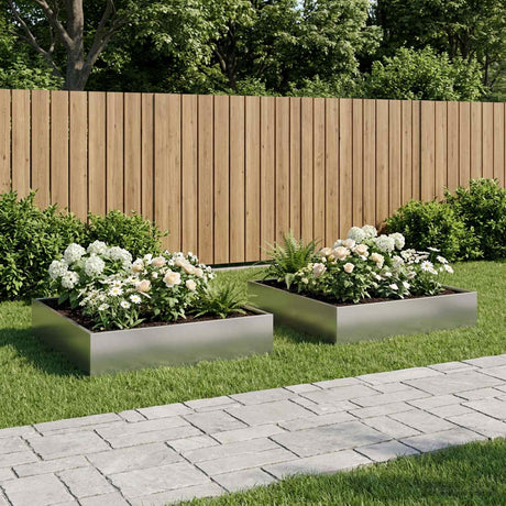 Vidaxl plantenbak 2 st zilver 80 x 80 x 20 cm gegalvaniseerd staal