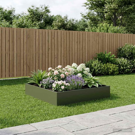 Vidaxl plantenbak olijfgroen 100 x 100 x 20 cm koudgewalst staal