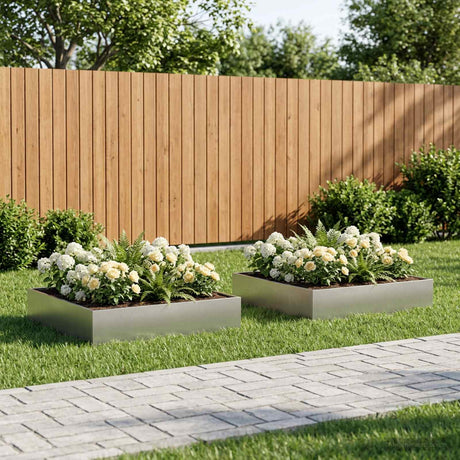 Vidaxl plantenbak 2 st zilver 100 x 100 x 20 cm roestvrij staal