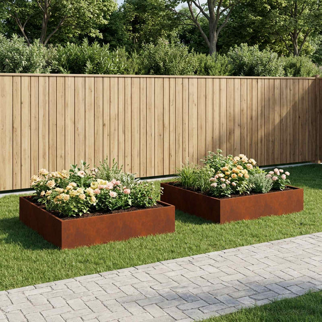 Vidaxl plantenbak 2 st roestkleurig 100 x 100 x 20 cm weervast staal