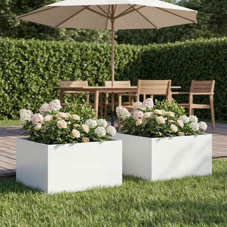 Vidaxl plantenbak 2 st wit 40 x 40 x 30 cm koudgewalst staal
