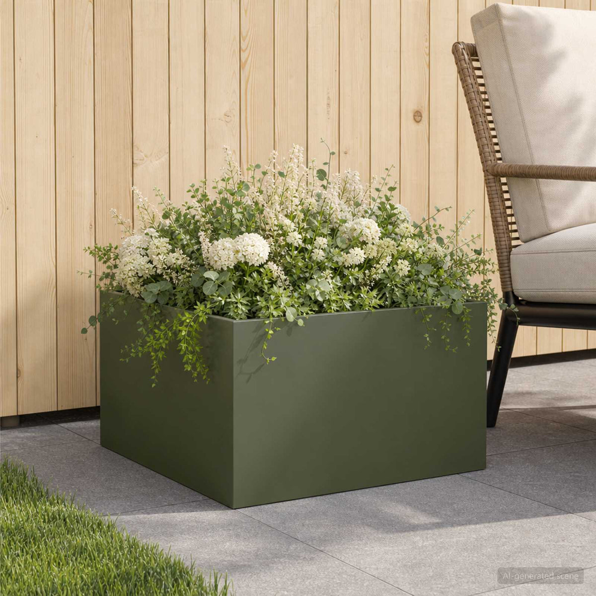 Vidaxl plantenbak olijfgroen 40 x 40 x 30 cm koudgewalst staal