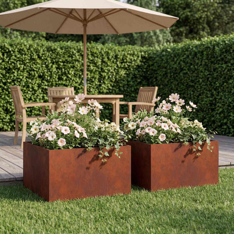 Vidaxl plantenbak 2 st roestkleurig 40 x 40 x 30 cm weervast staal