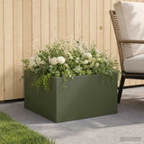 Vidaxl plantenbak olijfgroen 60 x 60 x 30 cm koudgewalst staal