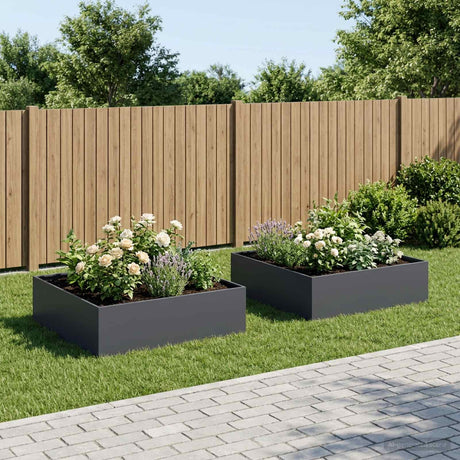 Vidaxl plantenbak 2 st antraciet 80 x 80 x 30 cm koudgewalst staal