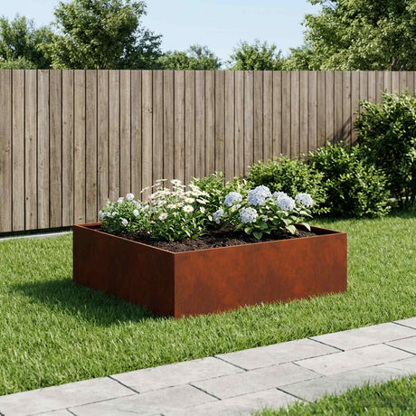Vidaxl plantenbak roestkleurig 80 x 80 x 30 cm weervast staal