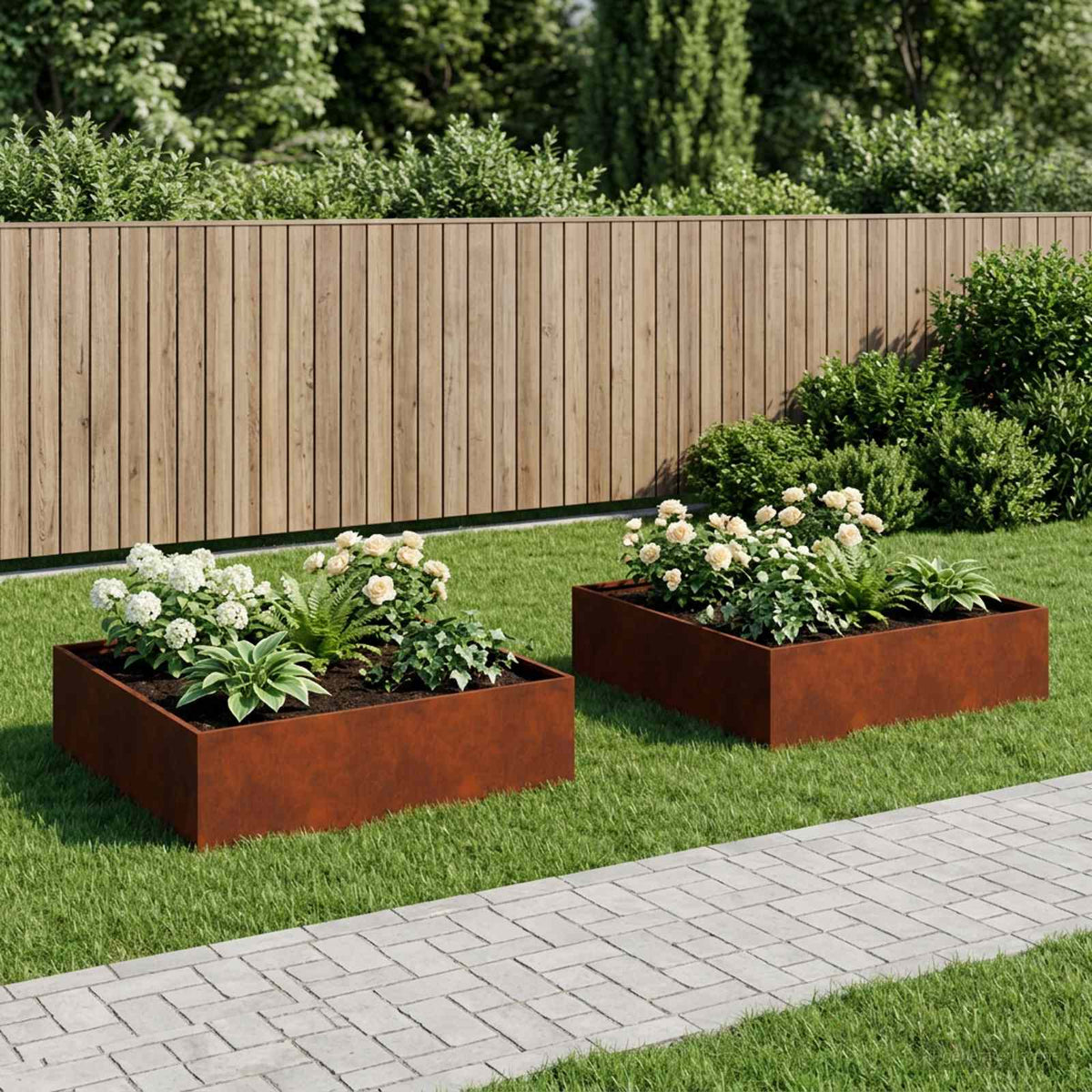 Vidaxl plantenbak 2 st roestkleurig 80 x 80 x 30 cm weervast staal
