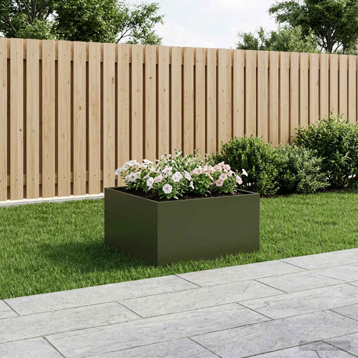 Vidaxl plantenbak olijfgroen 60 x 60 x 40 cm koudgewalst staal