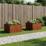 Vidaxl plantenbak 2 st roestkleurig 80 x 80 x 40 cm weervast staal