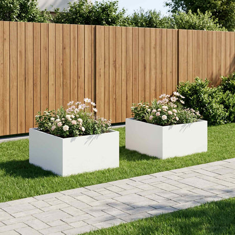 Vidaxl plantenbak 2 st wit 100 x 100 x 40 cm koudgewalst staal