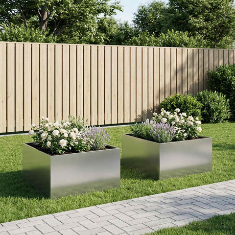 Vidaxl plantenbak 2 st zilver 100 x 100 x 40 cm gegalvaniseerd staal