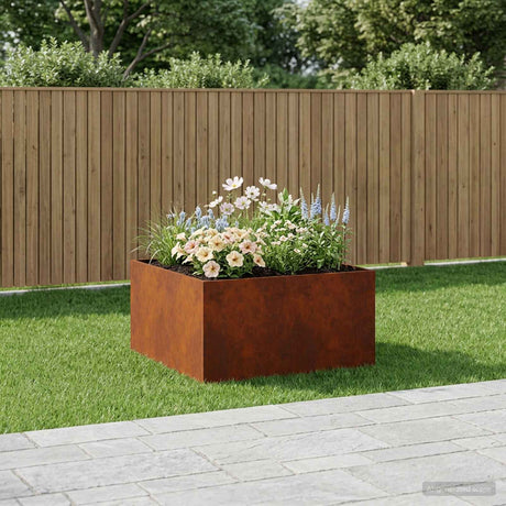Vidaxl plantenbak roestkleurig 100 x 100 x 40 cm weervast staal